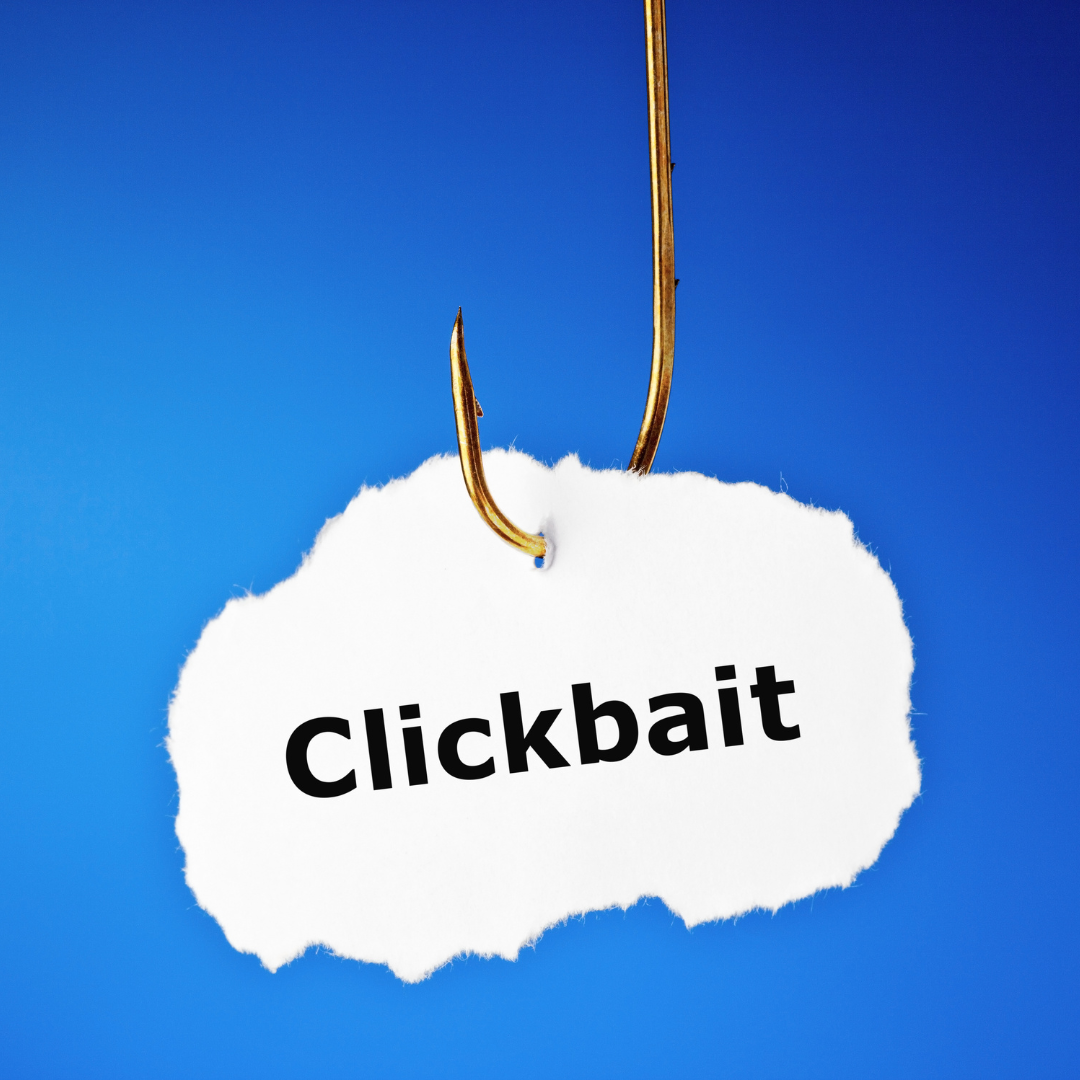 photo showing clickbait on a fishing hook